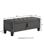 Panca Contenitore Ottomana Trapuntata con Cerniera di Sicurezza – Beige / Nero / Grigio / Blu / Lino – Tessuto e Similpelle – 1 Posto a Sedere