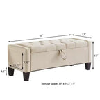 Panca Contenitore Ottomana Trapuntata con Cerniera di Sicurezza – Beige / Nero / Grigio / Blu / Lino – Tessuto e Similpelle – 1 Posto a Sedere