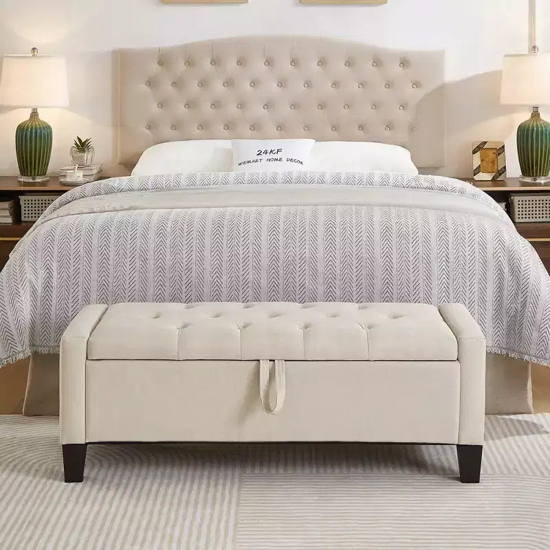 GDFStudio Hawthorne Tufted Upholstered Storage Ottoman Bench with Safety Hinge