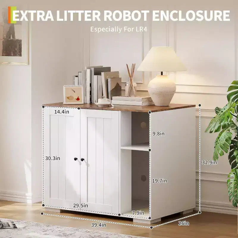 Mobiletto per lettiera per gatti a 2 ante grigio/bianco con tiragraffi, per 1 gatto