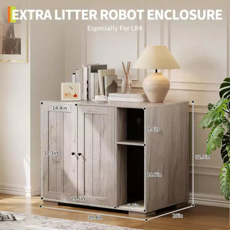 Mobiletto per lettiera per gatti a 2 ante grigio/bianco con tiragraffi, per 1 gatto