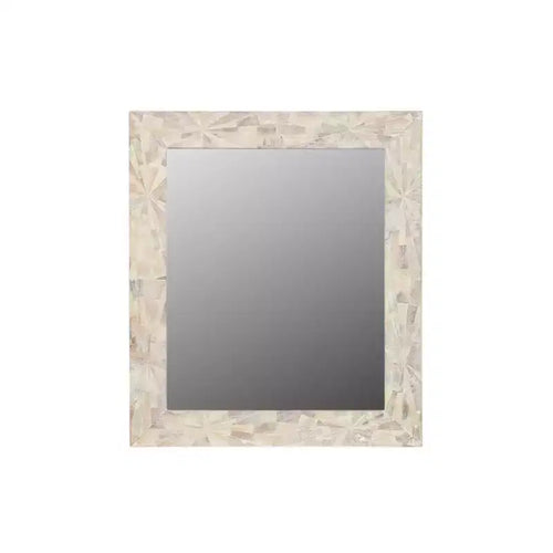HomeRoots 46 White Solid Wood Geometric Starburst Framed Accent Mirror