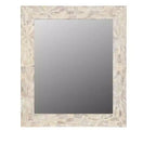 Specchio da parete con cornice in legno a raggiera "Starburst" da 46" con finitura bianca anticata