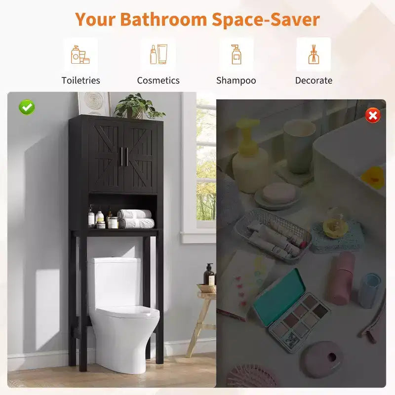 Armadietto sopra il WC, mobile contenitore per bagno, scaffale per WC con ripiani a giorno, scaffale autoportante per WC per bagno, toilette, lavanderia
