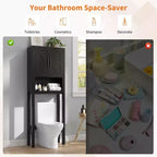 Armadietto sopra il WC, mobile contenitore per bagno, scaffale per WC con ripiani a giorno, scaffale autoportante per WC per bagno, toilette, lavanderia