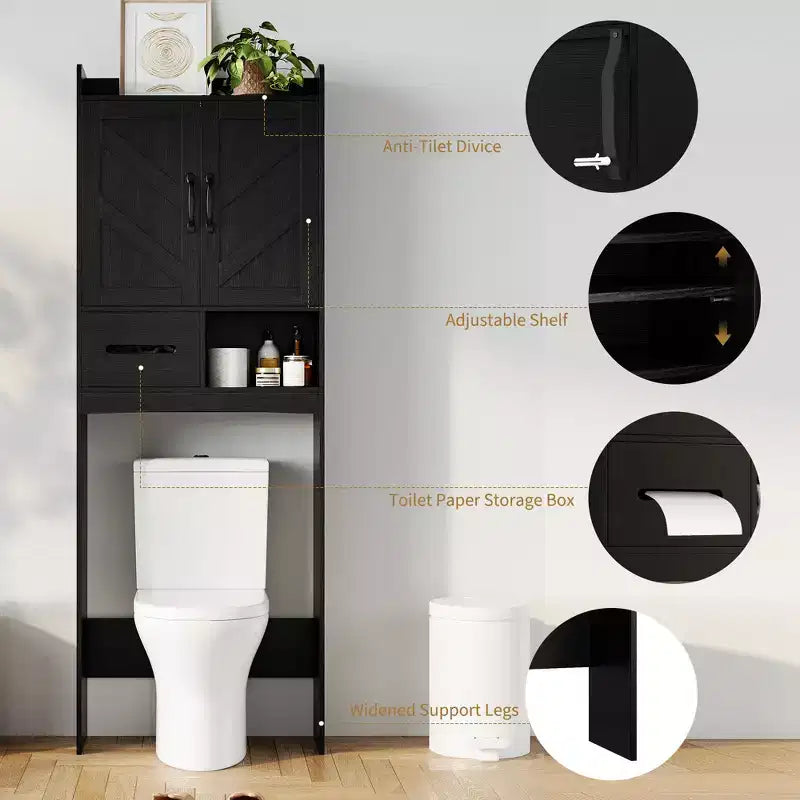 Armadietto sopra il WC, mobile contenitore per bagno, scaffale per WC con ripiani a giorno, scaffale autoportante per WC per bagno, toilette, lavanderia