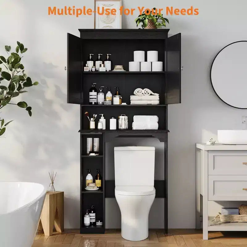 Armadietto sopra il WC, mobile contenitore per bagno, scaffale per WC con ripiani a giorno, scaffale autoportante per WC per bagno, toilette, lavanderia