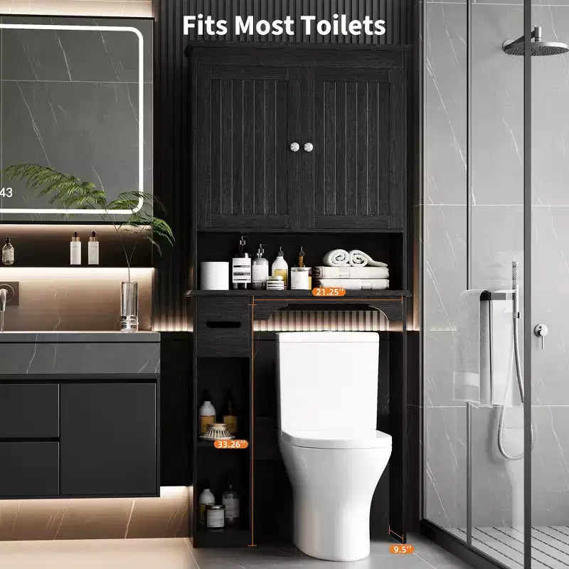 Armadietto sopra il WC, mobile contenitore per bagno, scaffale per WC con ripiani a giorno, scaffale autoportante per WC per bagno, toilette, lavanderia