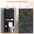 Armadietto sopra il WC, mobile contenitore per bagno, scaffale per WC con ripiani a giorno, scaffale autoportante per WC per bagno, toilette, lavanderia