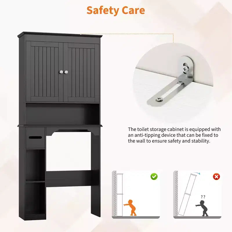 Armadietto sopra il WC, mobile contenitore per bagno, scaffale per WC con ripiani a giorno, scaffale autoportante per WC per bagno, toilette, lavanderia
