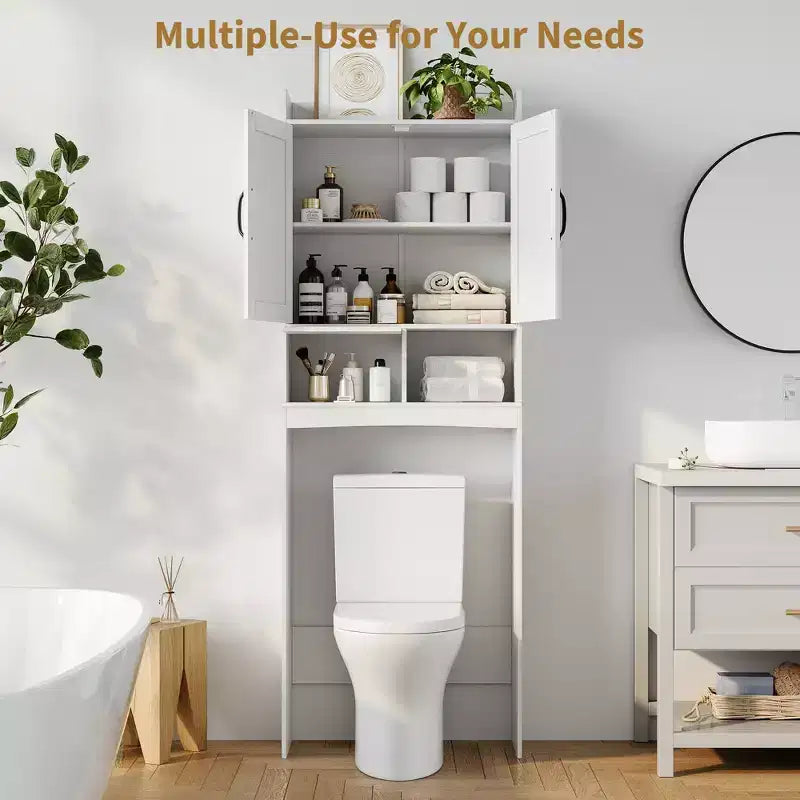 Armadietto sopra il WC, mobile contenitore per bagno, scaffale per WC con ripiani a giorno, scaffale autoportante per WC per bagno, toilette, lavanderia