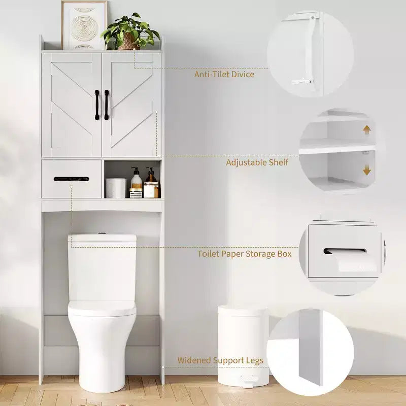 Armadietto sopra il WC, mobile contenitore per bagno, scaffale per WC con ripiani a giorno, scaffale autoportante per WC per bagno, toilette, lavanderia