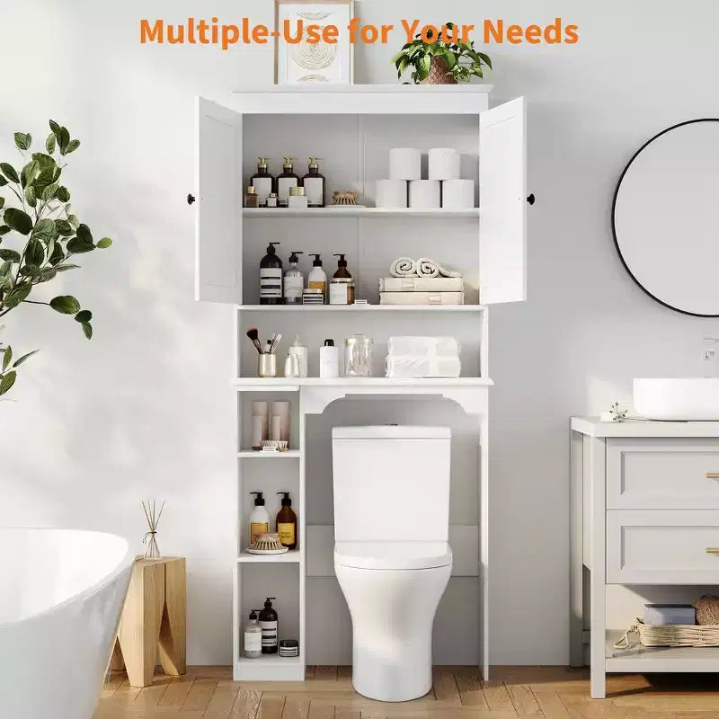 Armadietto sopra il WC, mobile contenitore per bagno, scaffale per WC con ripiani a giorno, scaffale autoportante per WC per bagno, toilette, lavanderia