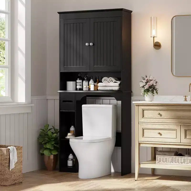 Armadietto sopra il WC, mobile contenitore per bagno, scaffale per WC con ripiani a giorno, scaffale autoportante per WC per bagno, toilette, lavanderia