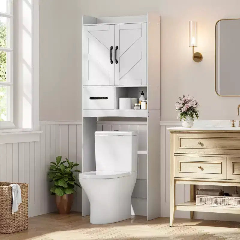Armadietto sopra il WC, mobile contenitore per bagno, scaffale per WC con ripiani a giorno, scaffale autoportante per WC per bagno, toilette, lavanderia