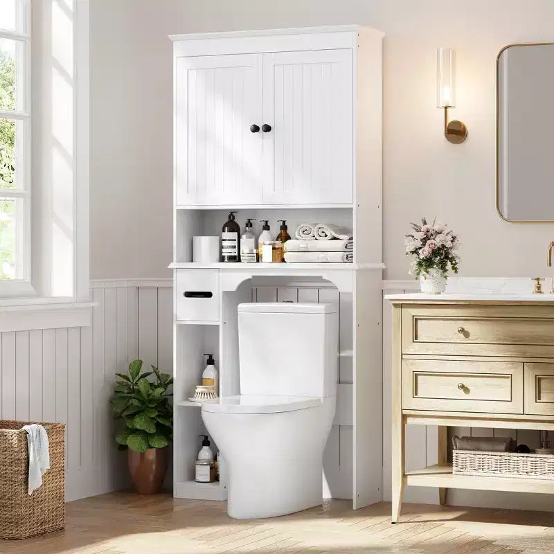 Armadietto sopra il WC, mobile contenitore per bagno, scaffale per WC con ripiani a giorno, scaffale autoportante per WC per bagno, toilette, lavanderia