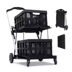 Carrello portautensili pieghevole per impieghi gravosi con ruote - Organizer mobile pieghevole e carrello portaoggetti multiuso rotante - Nero portatile