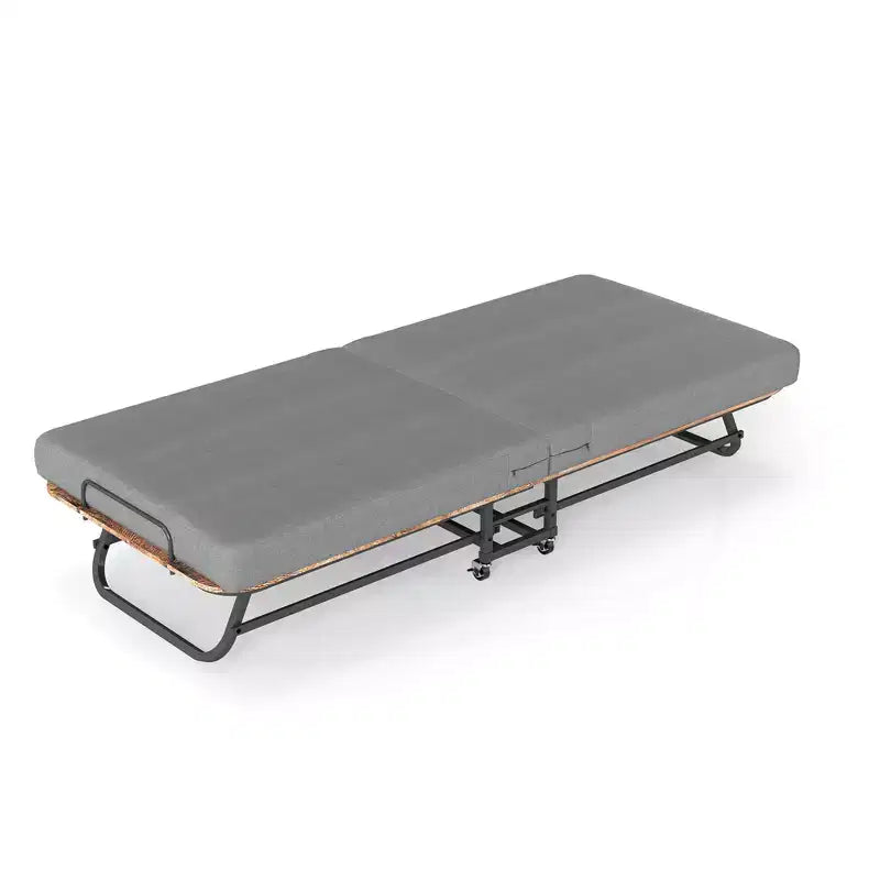 Letto pieghevole grigio con materasso in memory foam, per 1 persona