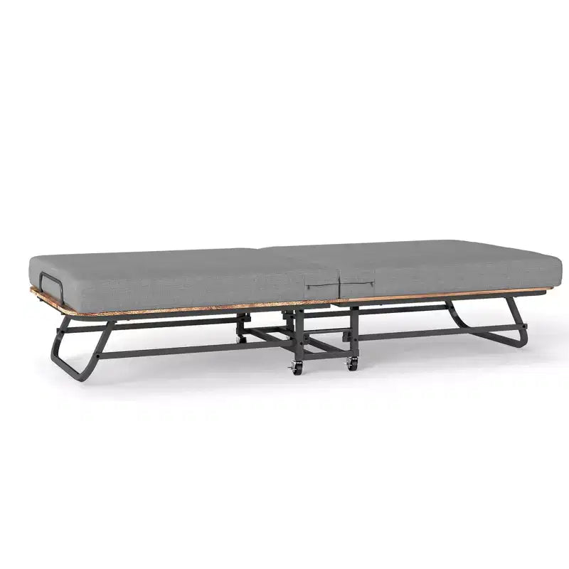 Letto pieghevole grigio con materasso in memory foam, per 1 persona