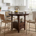 GDFStudio Hudson Contemporary Wood 42 Counter Height Round Dining Table with Lazy Susan and Storage Shelf