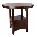 Tavolo da pranzo rotondo marrone altezza bancone con Lazy Susan, 4 posti