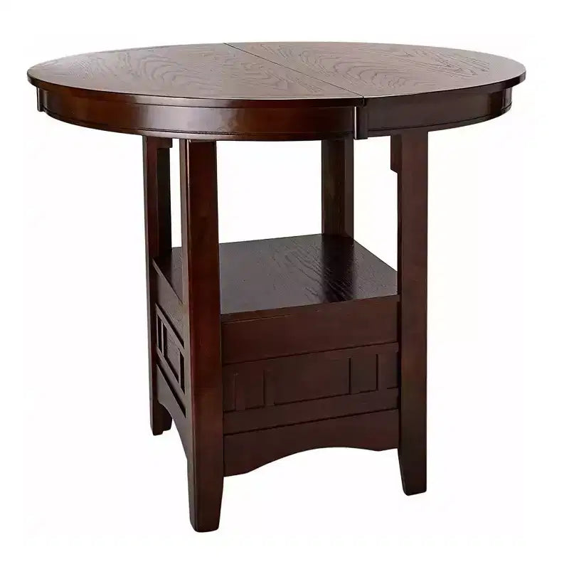 Tavolo da pranzo rotondo marrone altezza bancone con Lazy Susan, 4 posti