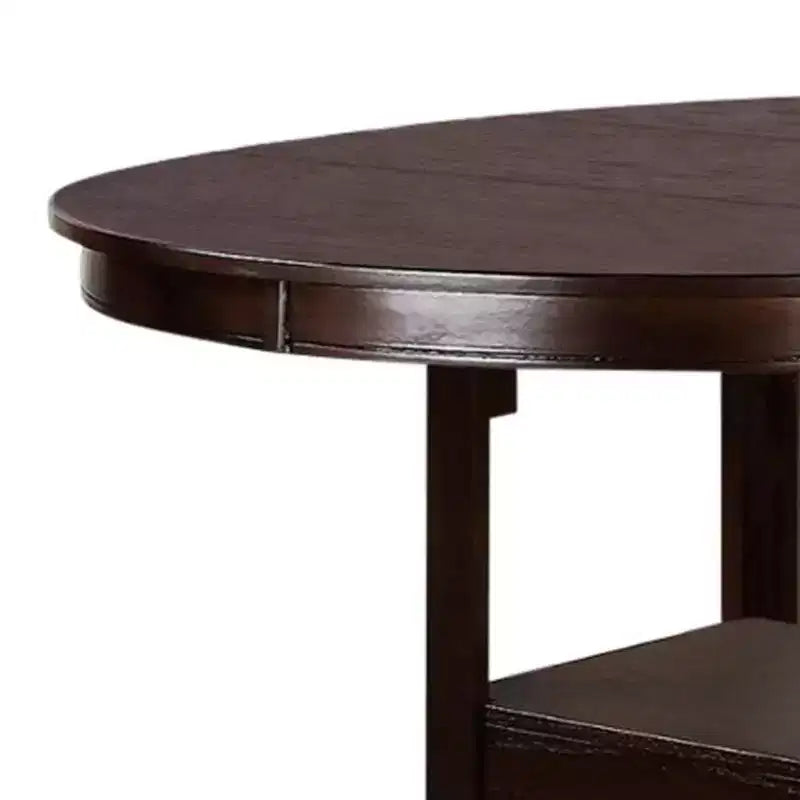Tavolo da pranzo rotondo marrone altezza bancone con Lazy Susan, 4 posti