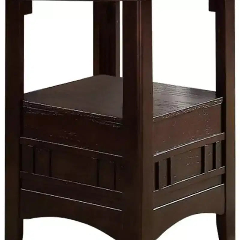 Tavolo da pranzo rotondo marrone altezza bancone con Lazy Susan, 4 posti