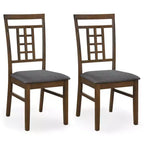 Costway Rubber Wood Dining Chairs Set of 2/4 Farmhouse Kitchen Chairs with Lattice Back,