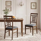 Sedia da pranzo senza braccioli marrone e grigio, schienale alto, set da 2/4