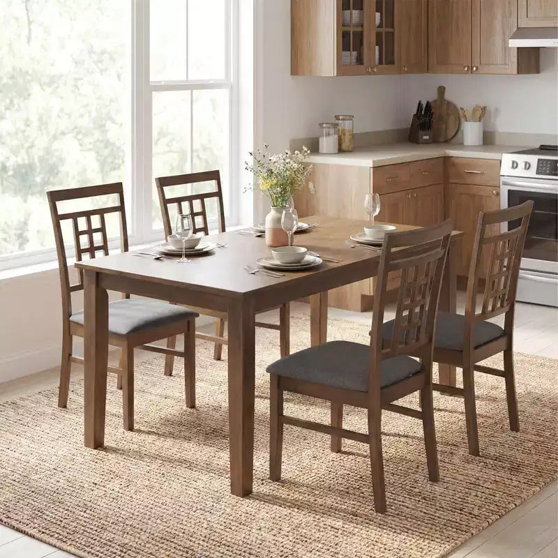 Sedia da pranzo senza braccioli marrone e grigio, schienale alto, set da 2/4