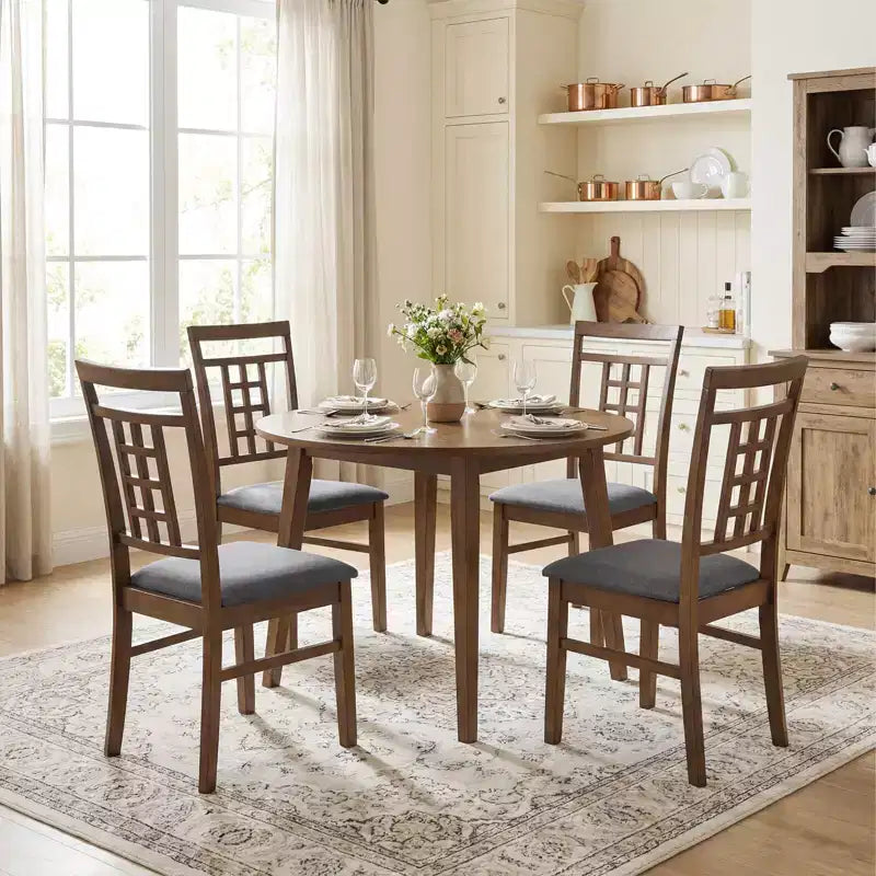 Sedia da pranzo senza braccioli marrone e grigio, schienale alto, set da 2/4