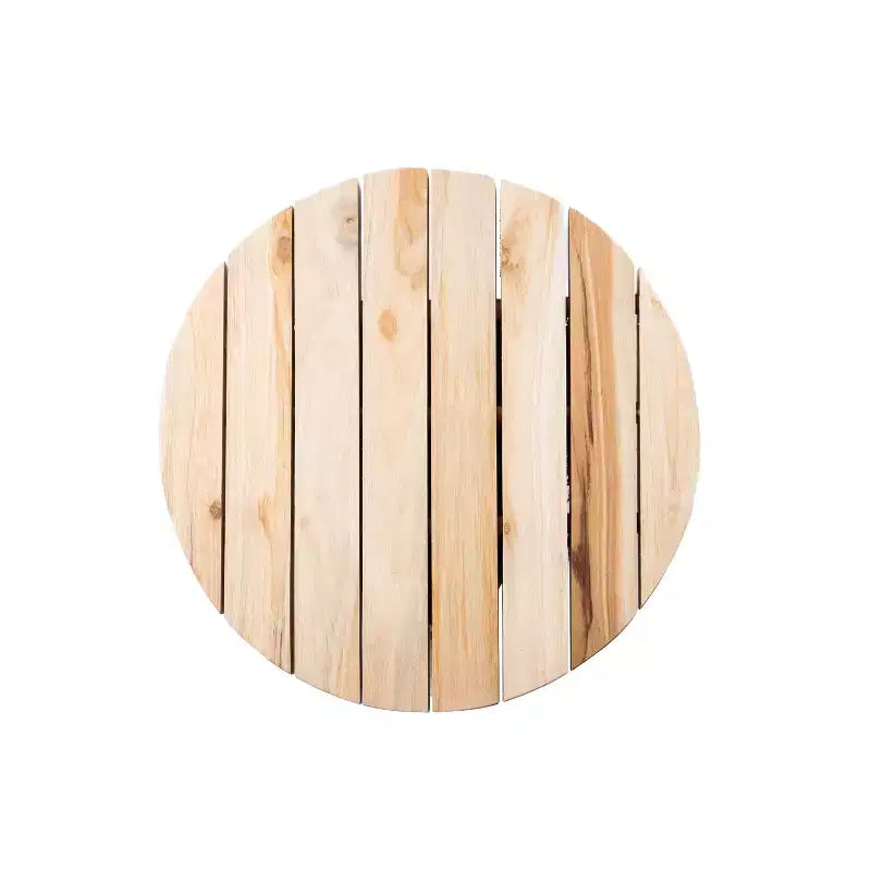 Sgabello Rotondo Accento in Legno Teak, Finitura Nera/Naturale Decapata, 1 Posto