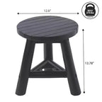 Sgabello Rotondo Accento in Legno Teak, Finitura Nera/Naturale Decapata, 1 Posto