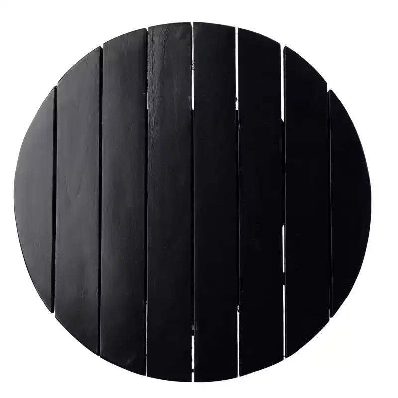 Sgabello Rotondo Accento in Legno Teak, Finitura Nera/Naturale Decapata, 1 Posto