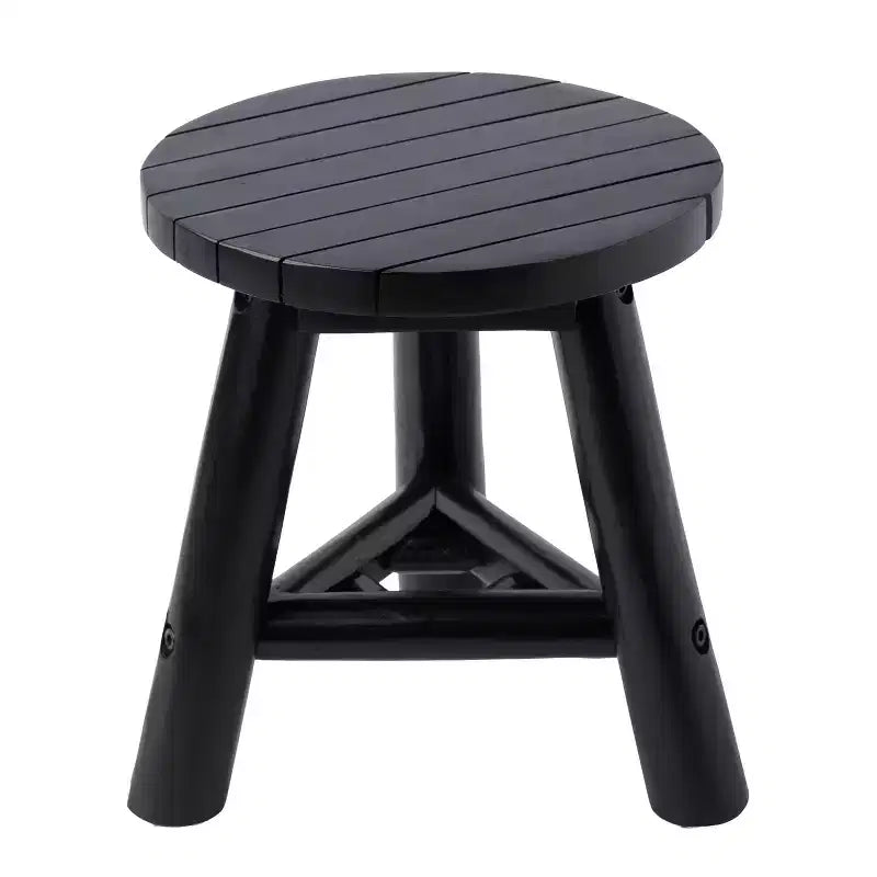 JONATHAN Y Triform 13.8 Modern Minimalist Handcrafted Solid Teak Wood Accent Stool with Tri-Leg Base