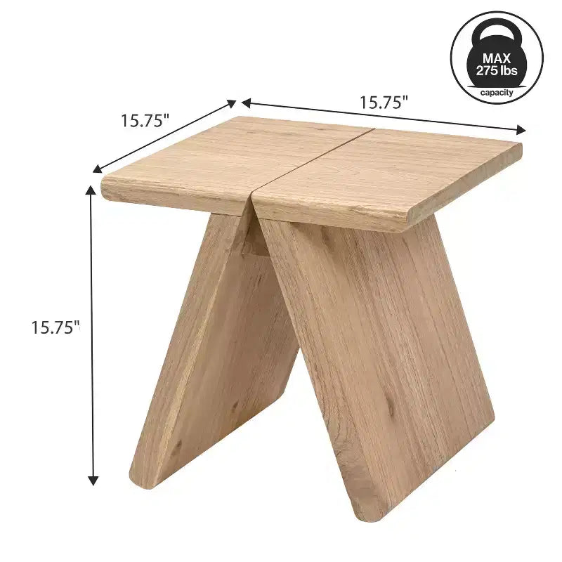 Sgabello accentato in legno massello rustico scandinavo grigio scuro / naturale, 1 posto