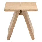 Sgabello accentato in legno massello rustico scandinavo grigio scuro / naturale, 1 posto