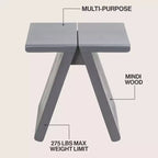 Sgabello accentato in legno massello rustico scandinavo grigio scuro / naturale, 1 posto