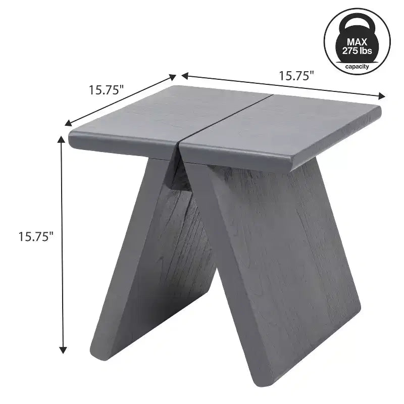 Sgabello accentato in legno massello rustico scandinavo grigio scuro / naturale, 1 posto