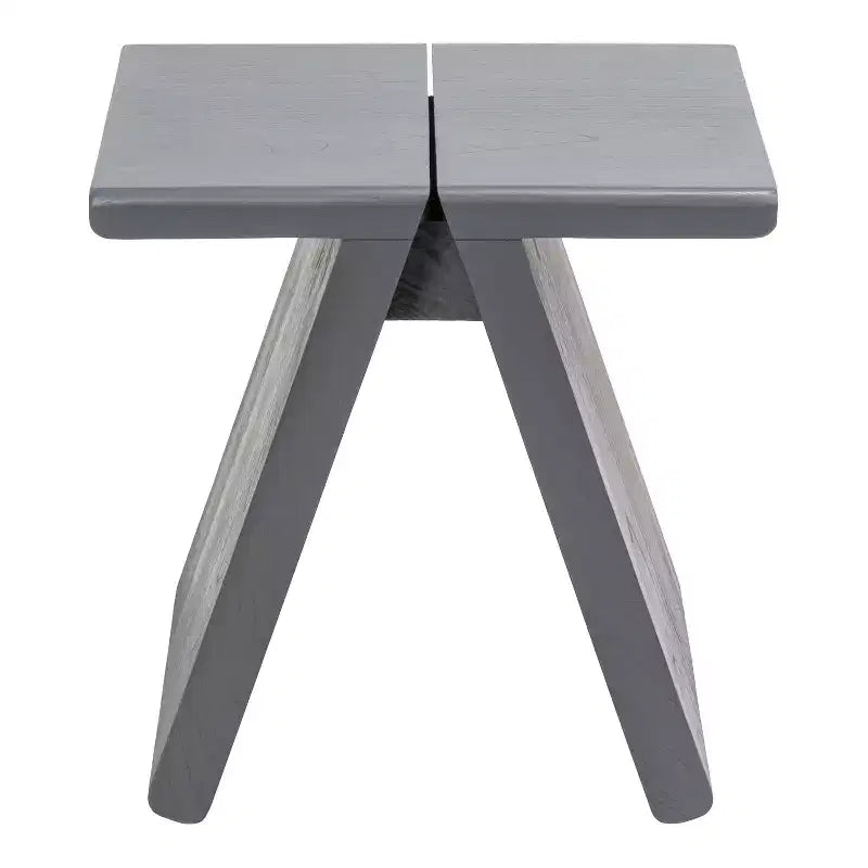 Sgabello accentato in legno massello rustico scandinavo grigio scuro / naturale, 1 posto