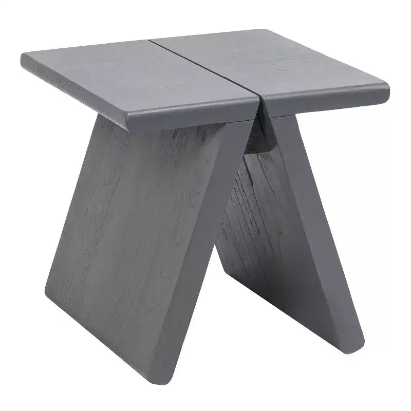 JONATHAN Y Jack 15.75 Rustic Scandinavian Handcrafted Solid Mindi Wood Sculptural Base Accent Stool