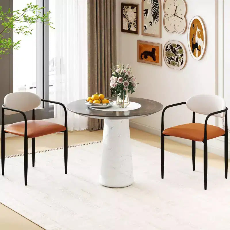 Sedia da pranzo imbottita bianca e arancione, senza braccioli, set da 2/4