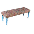 Panca imbottita con gambe blu a righe arcobaleno, 2 posti a sedere