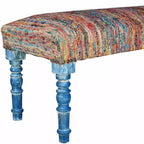 Panca imbottita con gambe blu a righe arcobaleno, 2 posti a sedere