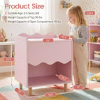 Comodino e Tavolino per Bambini con Bordo Ondulato Rosa/Bianco, per Bambini dai 3 ai 6 Anni, Montaggio da 1 Persona