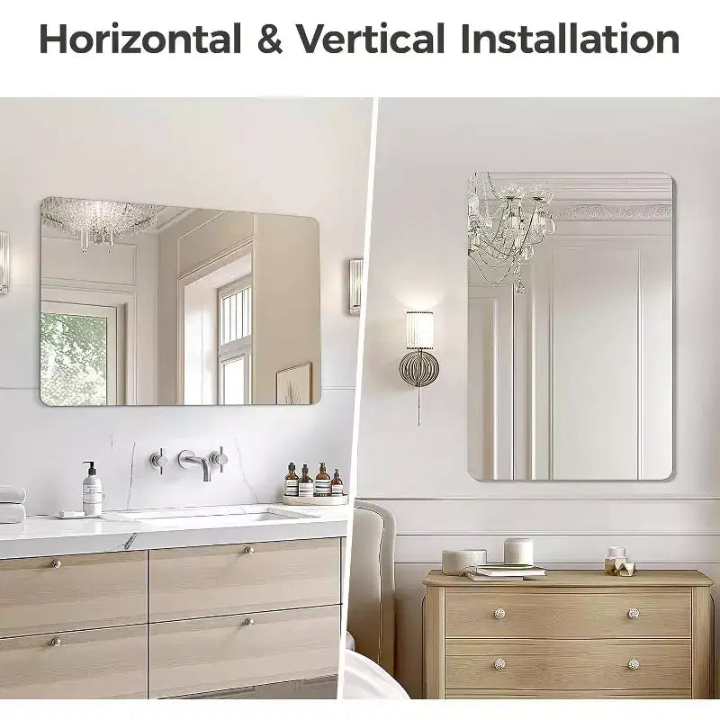 Specchio da parete rettangolare senza cornice, 1 persona, 24x36in / 30x40in