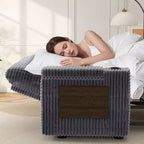 Divanetto trasformabile due posti in velluto a coste beige / grigio / verde, 165 cm
