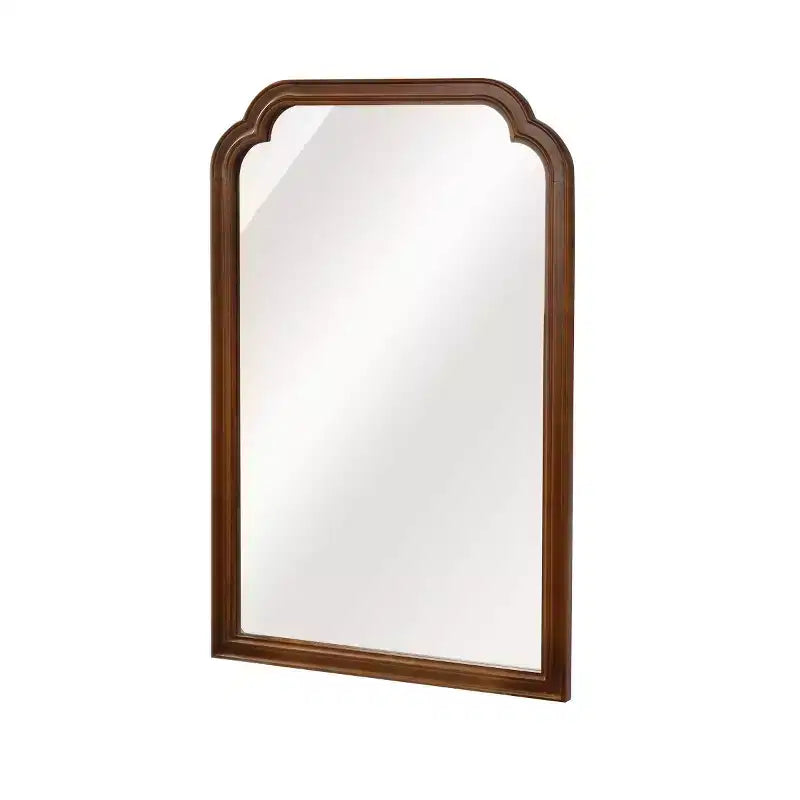Specchio da parete angolare arrotondato marrone / naturale / noce, singolo, 20x30 in