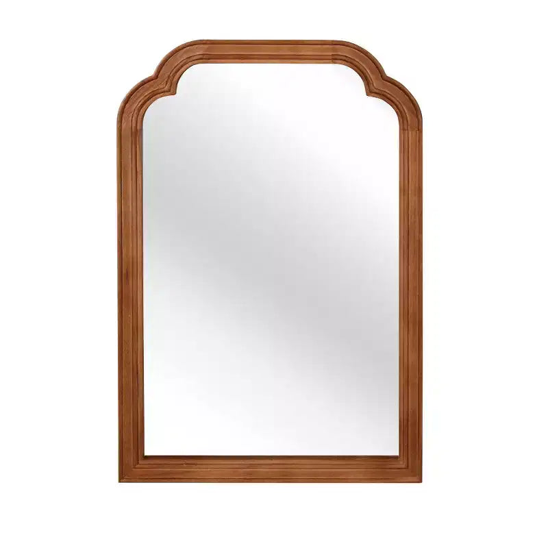 Specchio da parete angolare arrotondato marrone / naturale / noce, singolo, 20x30 in